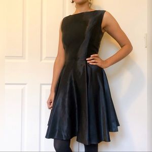 Christian Siriano black silk wool black dress S